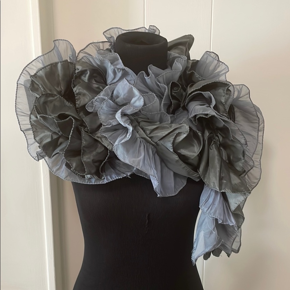 Ruffled Gray Scarf - image 2